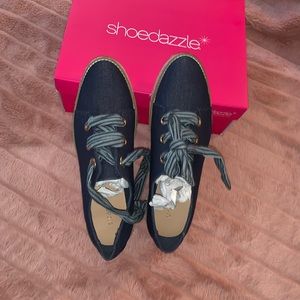 Denim wedge sneakers